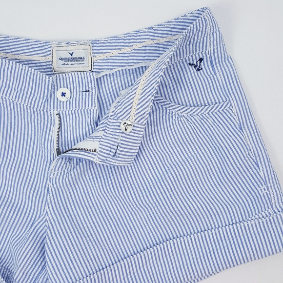 AMERICAN EAGLE OUTFITTERS Blue Striped Quality Linen Style Shorts - Picture 1 of 7
